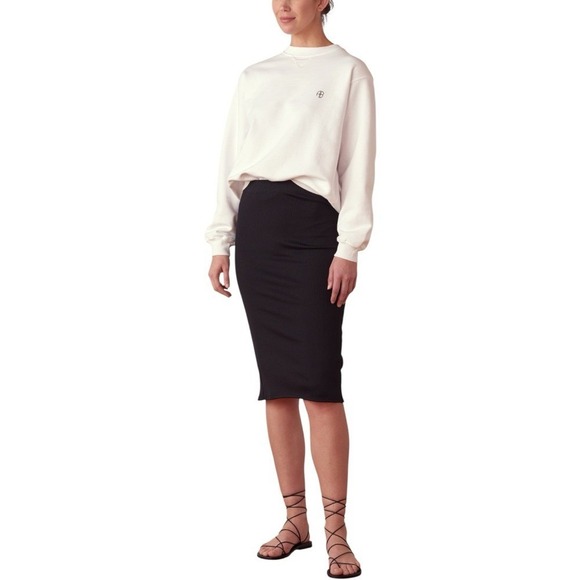 Anine‎ Bing Riley Ribbed Knit Black Midi Pencil Skirt Back Slit Medium $199